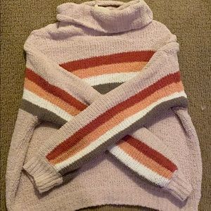 Altar’d State Fleece Striped Turtleneck Sweater